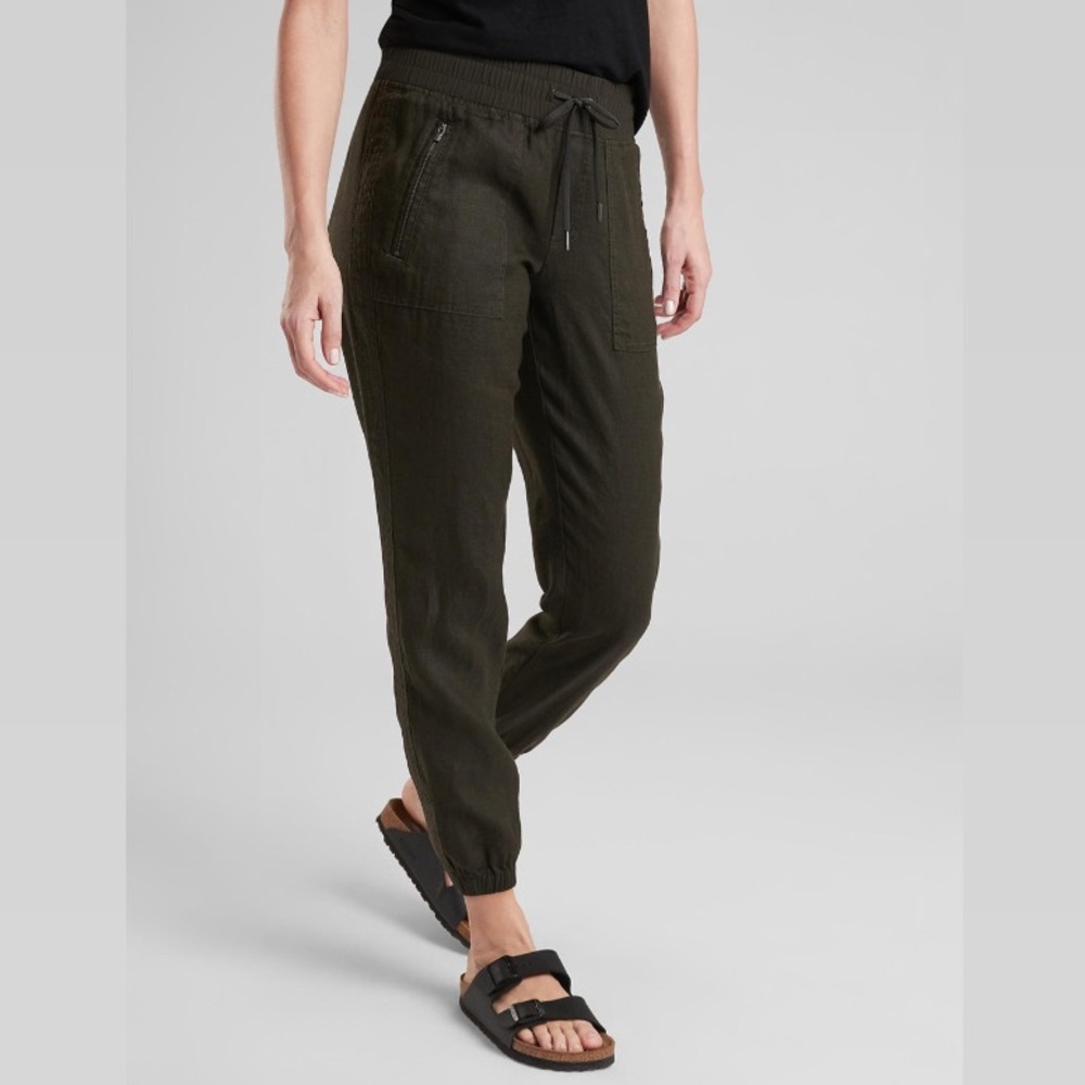 Athleta Cabo Linen Joggers in Cypress